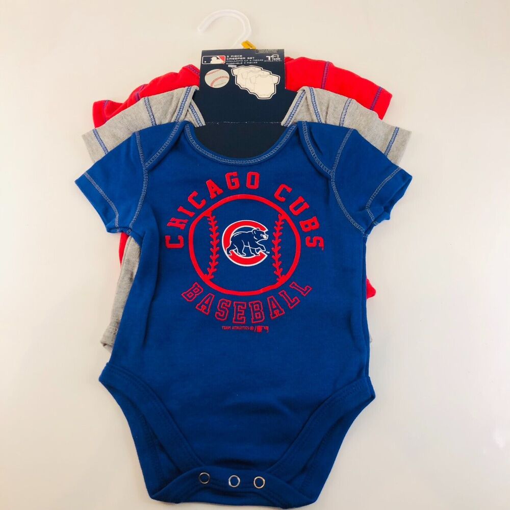 CHICAGO CUBS baseball 3 pack CREEPER SET SIZE boy or girl styles 0-3 Ms